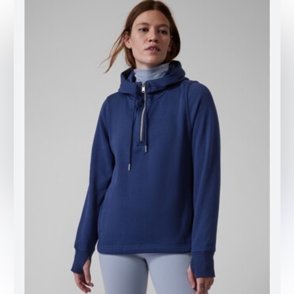 Athleta Cozy Karma 1/4 Zip Fleece Navy Blue Size Small